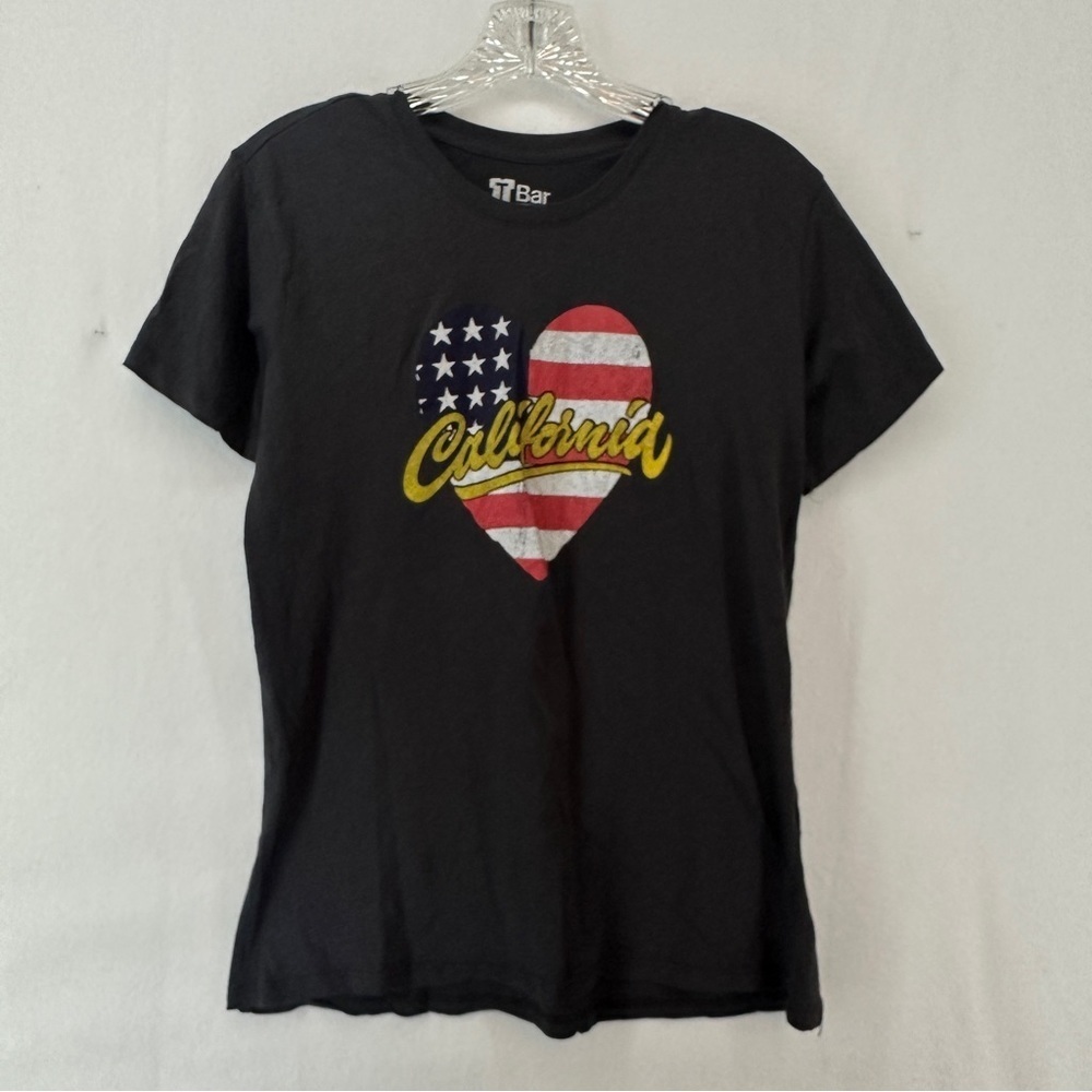 T Bar‎ x Cotton On California American Flag Heart T Shirt Woman’s Small Gray